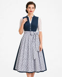 Robe Dirndl vintage bleue avec tablier pour l'Oktoberfest