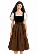 Robe Dirndl bronze pour femme avec tablier pour l'Oktoberfest