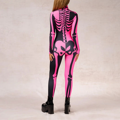 Skull Skeleton Pink Full Body Catsuit