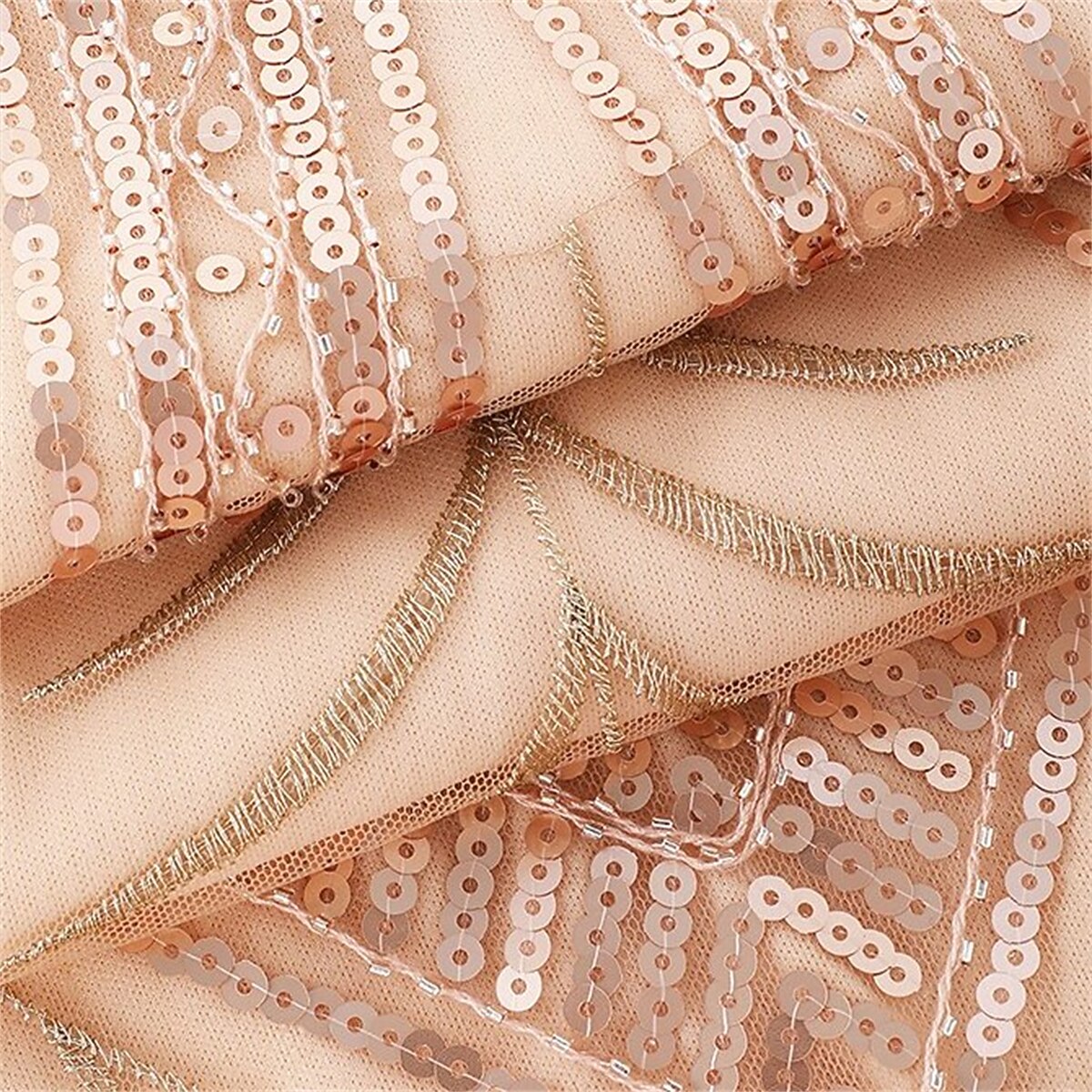 Halter Neck Sequin Flapper Dress with Art Deco Detailing