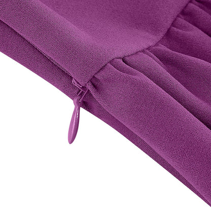 Women's 1950s Bow Tie Neck Long Sleeve A-Line Dress