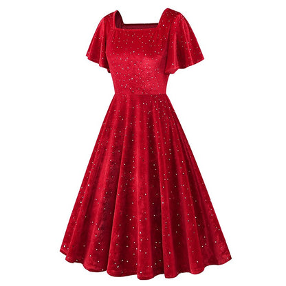 Red Sparkling Xmas A-Line Dress