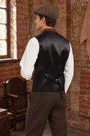 Men's Brown Heritage Vest & Newsboy Cap 2-Piece Set