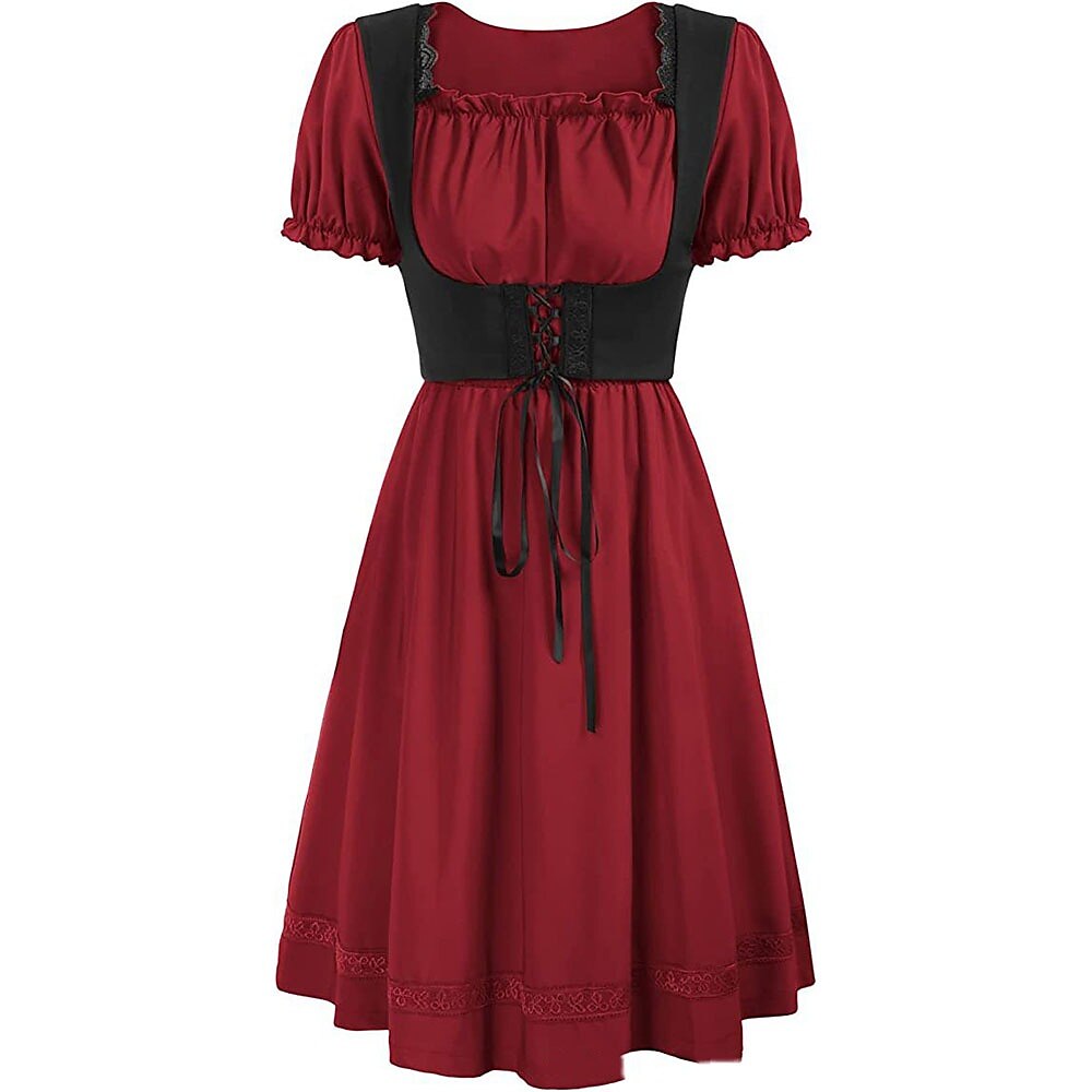 Renaissance Puff Sleeve Knee-Length Dress