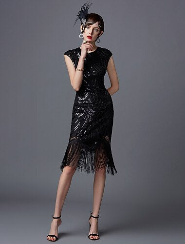 Art Deco Sequin Tassel Flapper Cocktail Dress