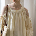 Classic Flowy Pleated Cold Shoulder Blouse - Retrorobe