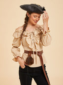 Women's Beige Off-Shoulder Ruffle Pirate Costume Set