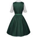 Oktoberfest Burgundy Green Blue Dirndl Dress with Apron and Blouse - Retrorobe