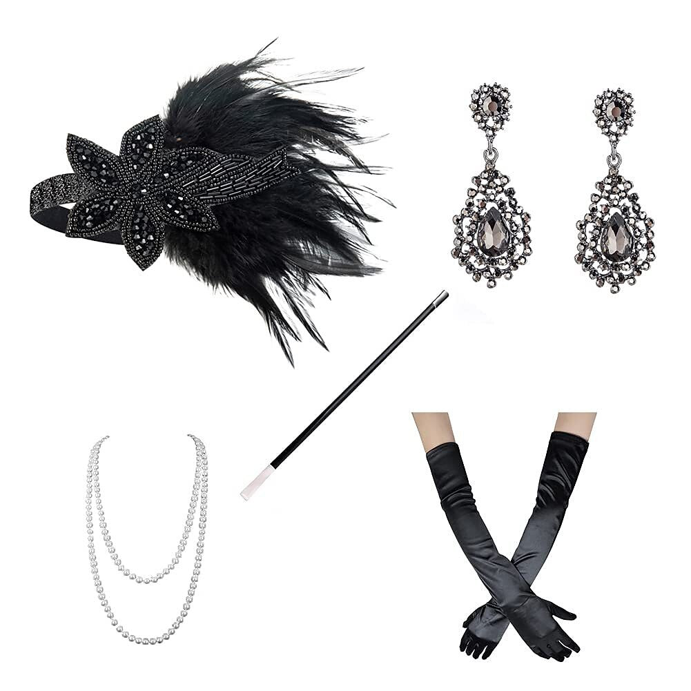 5Pcs 1920s Peacock Art Deco Accessories Set