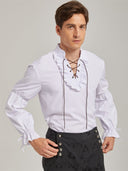 Men's White Medieval Lace-Up Shirt for Pirate & Viking Costumes