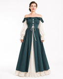 Renaissance Cotton Cottagecore Dress with Ruffle Trim