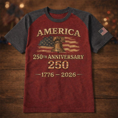 Men's American 250th Liberty Bell American Flag Patriotic Printed T-shirt
