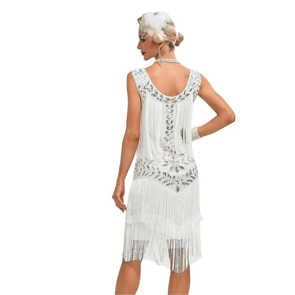 Beaded Art Deco Floral Flapper Dress