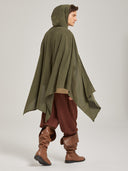 Men's Olive Green Hooded Medieval Cloak Costume Set