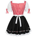 Oktoberfest Red Checkered Dirndl Dress with Apron and Blouse - Retrorobe