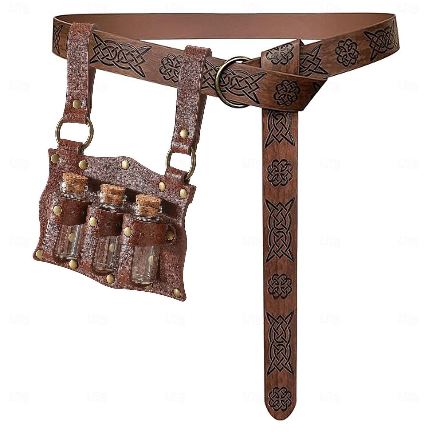 Viking & Alquimista Styles Belt Set: Scabbard, Pouch, Magic Bottle