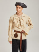 Men's Beige Ruffled Pirate Costume Set
