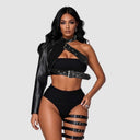 Women's Skeleton Bodysuit & Shoulder Cape 2-Piece Costume Set