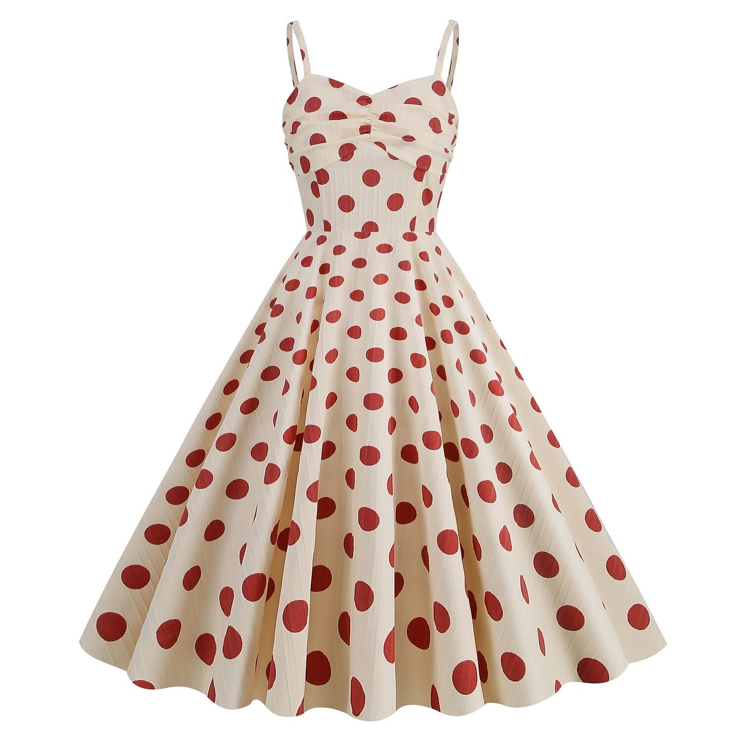 Women's 1950s Polka Dot Spaghetti Strap Swing Dress