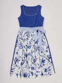 Women’s Oktoberfest Royal Blue Midi Dirndl Dress with Floral Apron