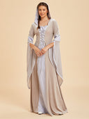Women's Ivory Medieval Queen Gown & Fur-Trimmed Cloak Costume Set