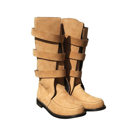 Medieval Triple Strap Combat Style Tall Boots