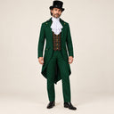 Men's Green Plaid-Front Victorian Gentleman 4-Piece Costume Set