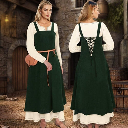 Medieval Viking Apron Overdress Tunic Set Dress