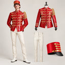Conjunto de disfraz de cascanueces rojo con lentejuelas para hombre, 3 piezas