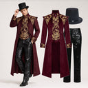 Men's Black & Gold Gothic Victorian Long Coat Costume Set