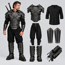 Men's Black Medieval Armored Warrior 6-Piece Set