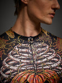 Leotard da uomo di Halloween con scheletro e zucca di Halloween