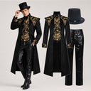Men's Black & Gold Gothic Victorian Long Coat Costume Set