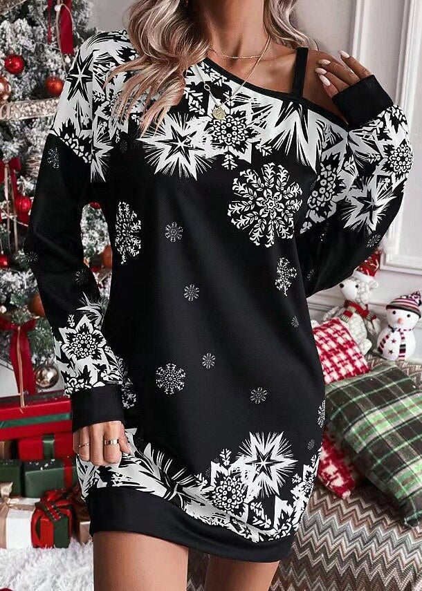 Christmas Snowflake Off-the-Shoulder Dress