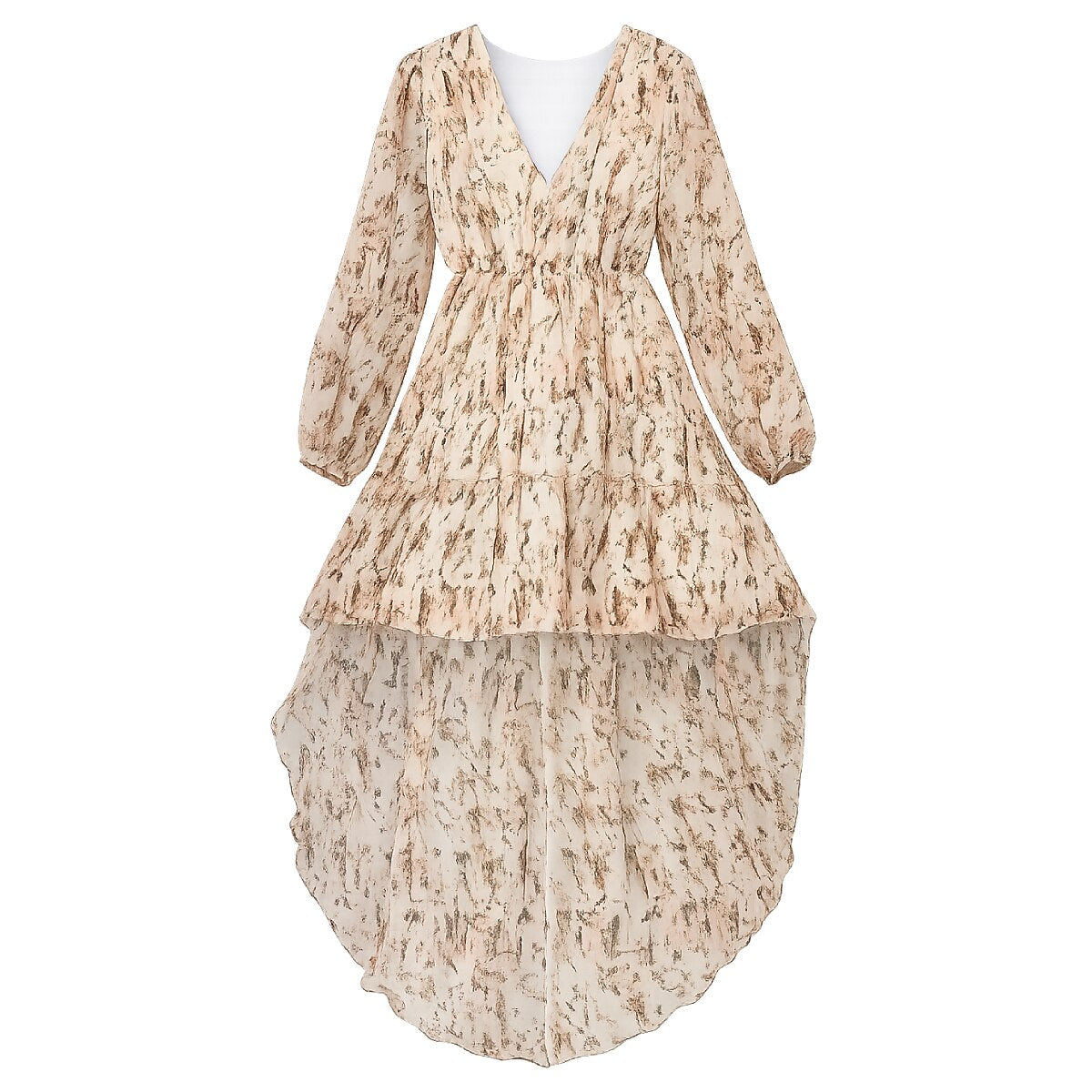 Retro 70s Bohemian Floral High-low Hem Dress