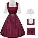 Oktoberfest Burgundy Green Blue Dirndl Dress with Apron and Blouse - Retrorobe