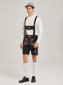 Men's Oktoberfest Lederhosen Costume with White Shirt, Hat & Knee Socks Set