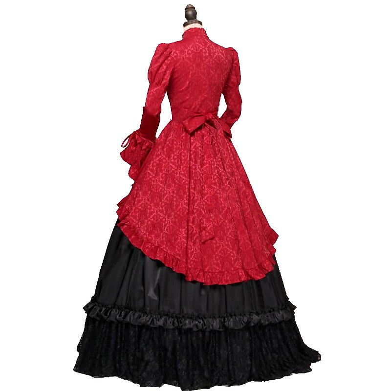 Stand Collar Ruffled Christmas Carol Gown