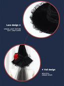 Women's Skeleton Rose Witch 4-Piece Halloween Costume Set