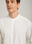 Men's White Trachten Stand Collar Shirt for Oktoberfest