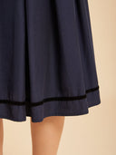 Premium Navy Satin Oktoberfest Dirndl & White Lace Blouse Set
