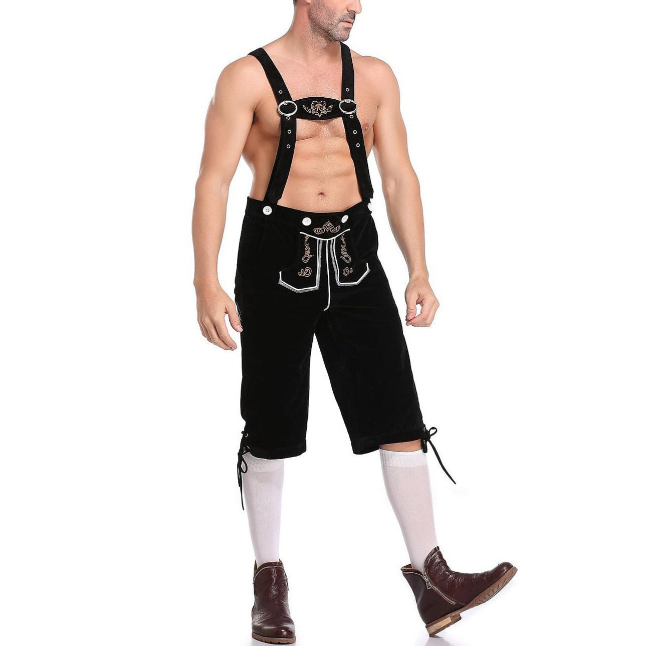 Oktoberfest Lederhosen Set with Shirt, Hat, and Socks