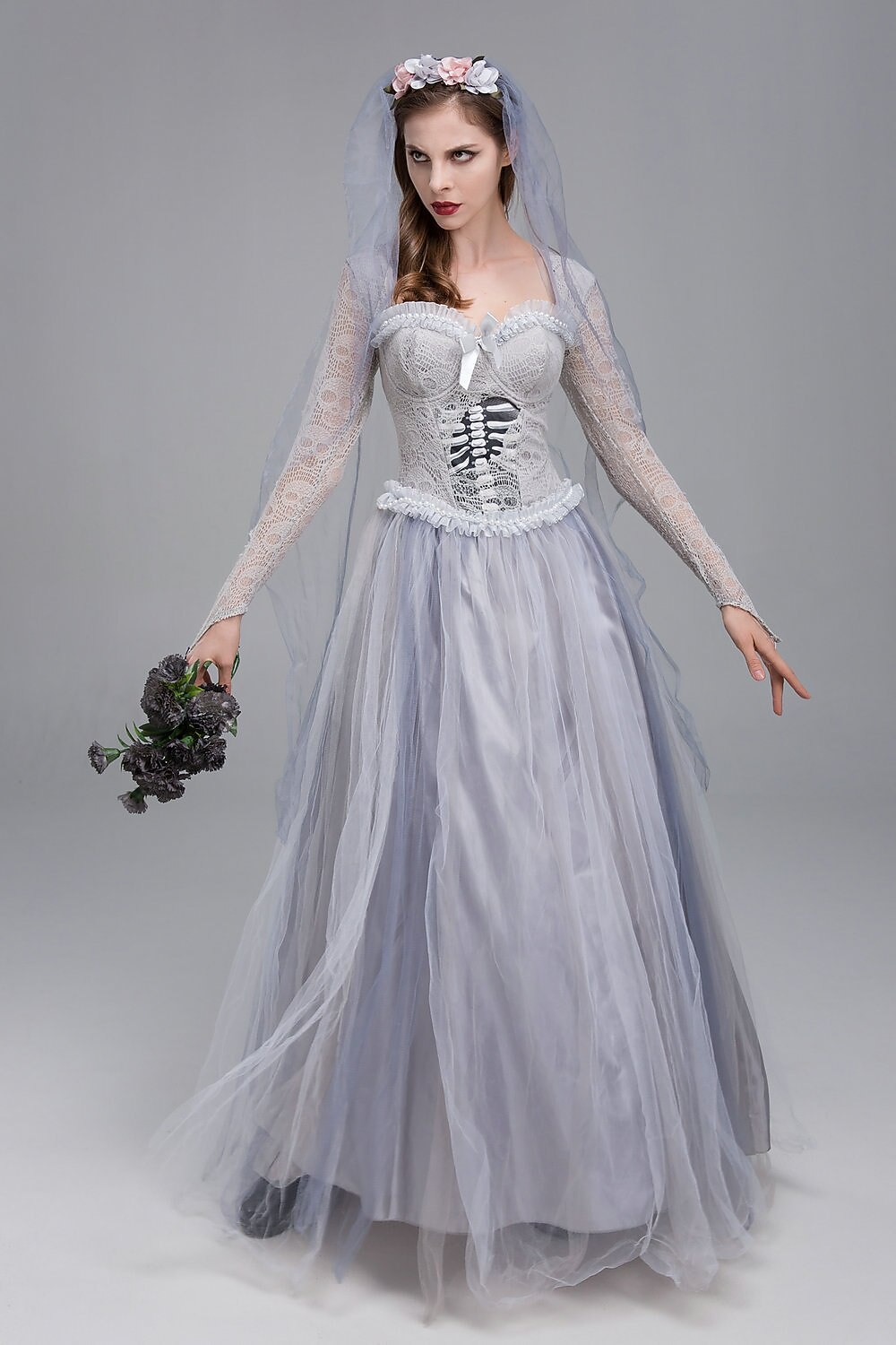 Ghost Bride Skeleton Lace Tulle Dress