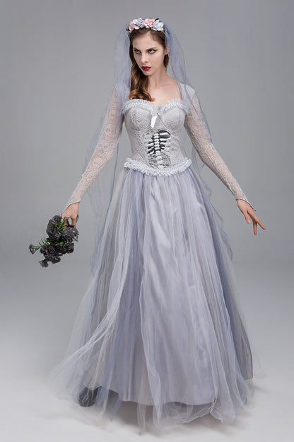 Ghost Bride Skeleton Lace Tulle Dress