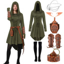 Women's Olive Green Hooded Elf Ranger LARP Costume Set