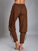 Men's Brown Pirate Costume Set with Burgundy Sash