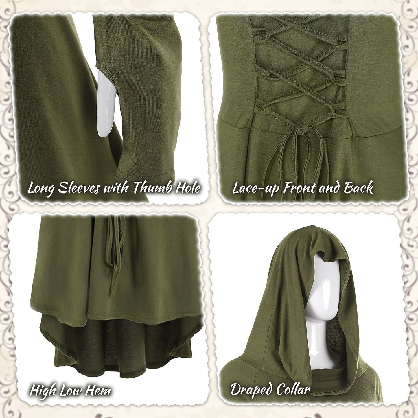 Medieval Fairy Archer Dress Set with Belt Guards More Accessories