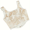 Victorian Style Jacquard Lace-up U-Back Corset - Retrorobe