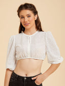 White Lace Puff Sleeve Dirndl Blouse for Oktoberfest