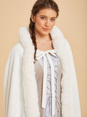 Women's Ivory Medieval Queen Gown & Fur-Trimmed Cloak Costume Set